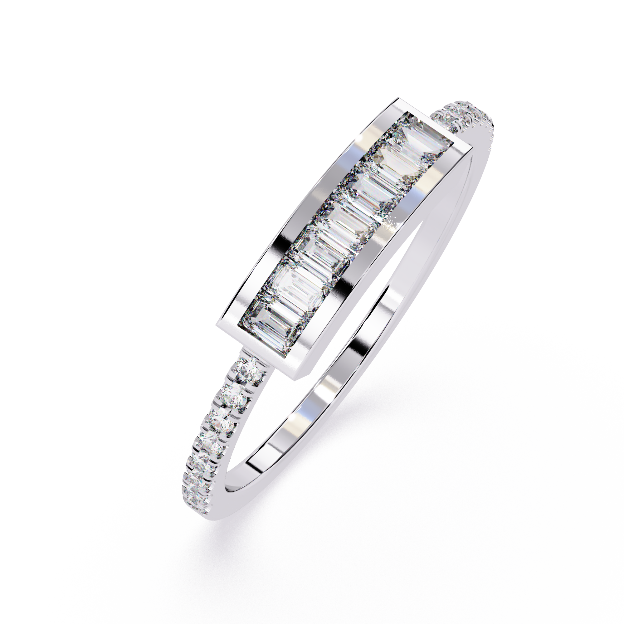 Baguette & Round Lab Grown Diamond Ring