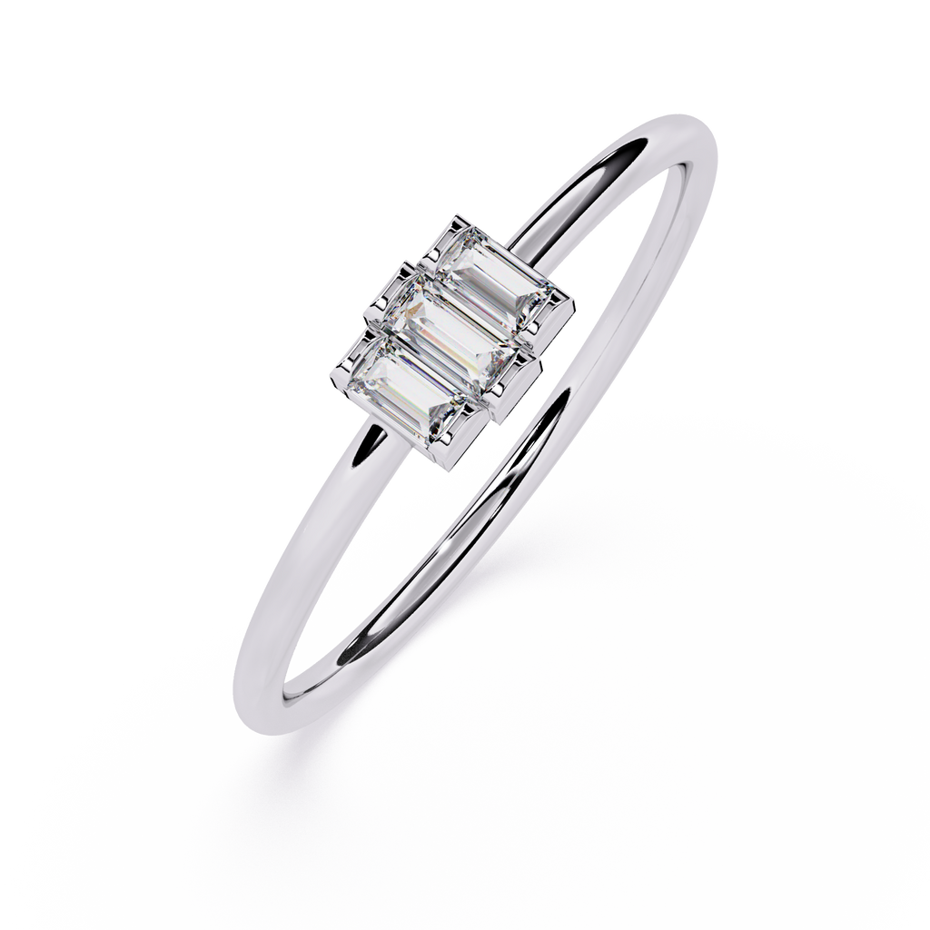Three-Baguette Lab Grown Diamond Ring