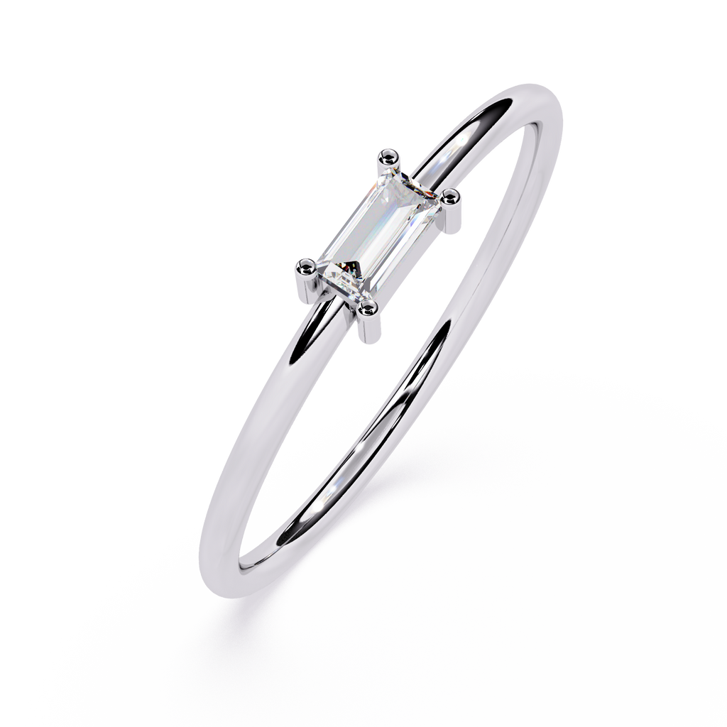 Baguette Lab Grown Diamond Solitaire Ring