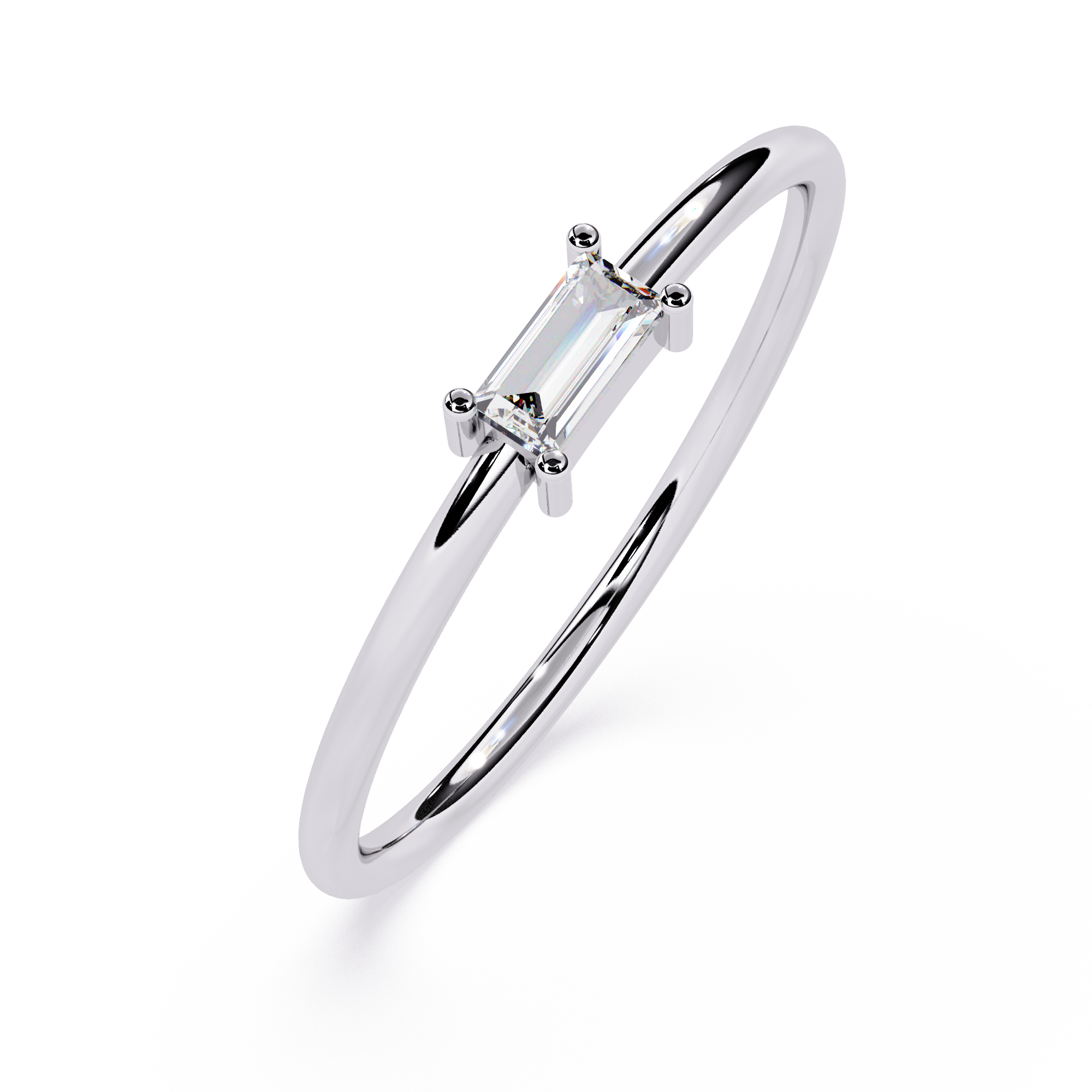 Baguette Lab Grown Diamond Solitaire Ring