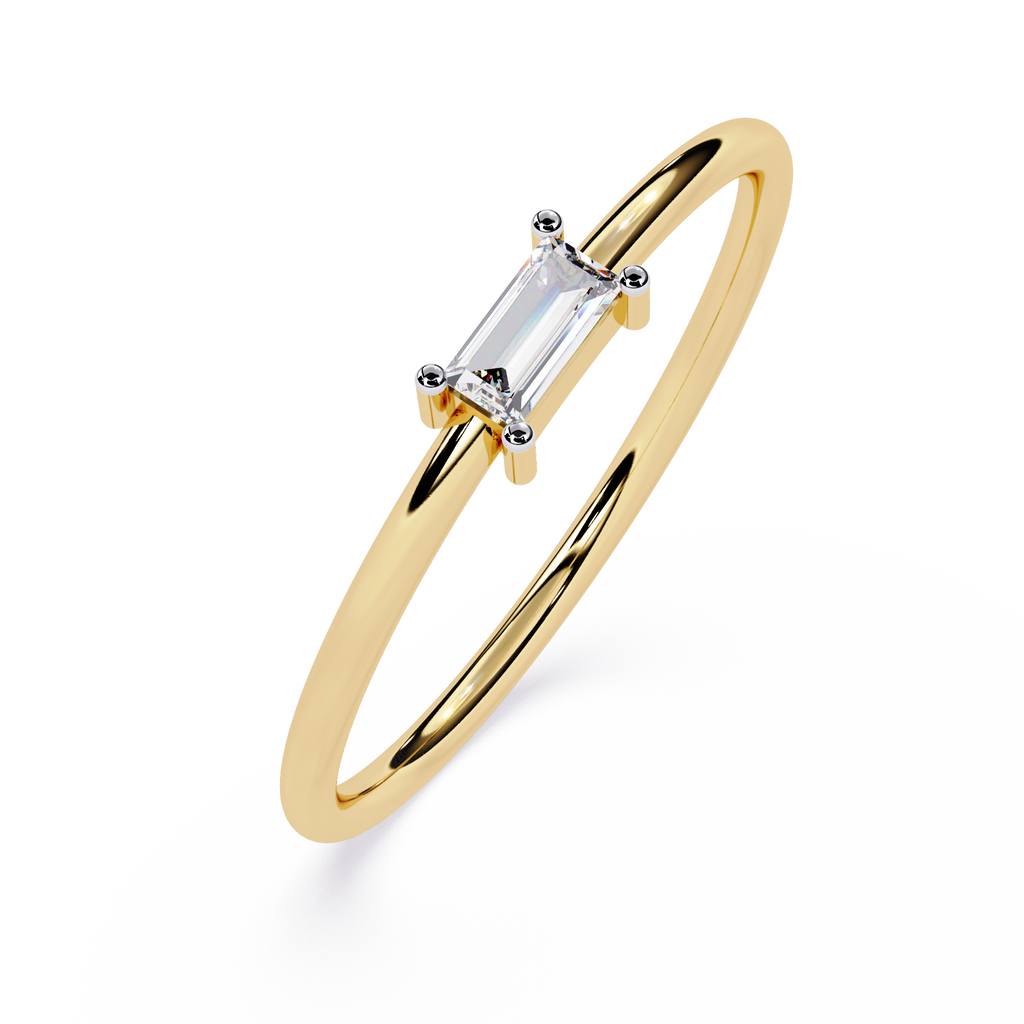 Baguette Lab Grown Diamond Solitaire Ring