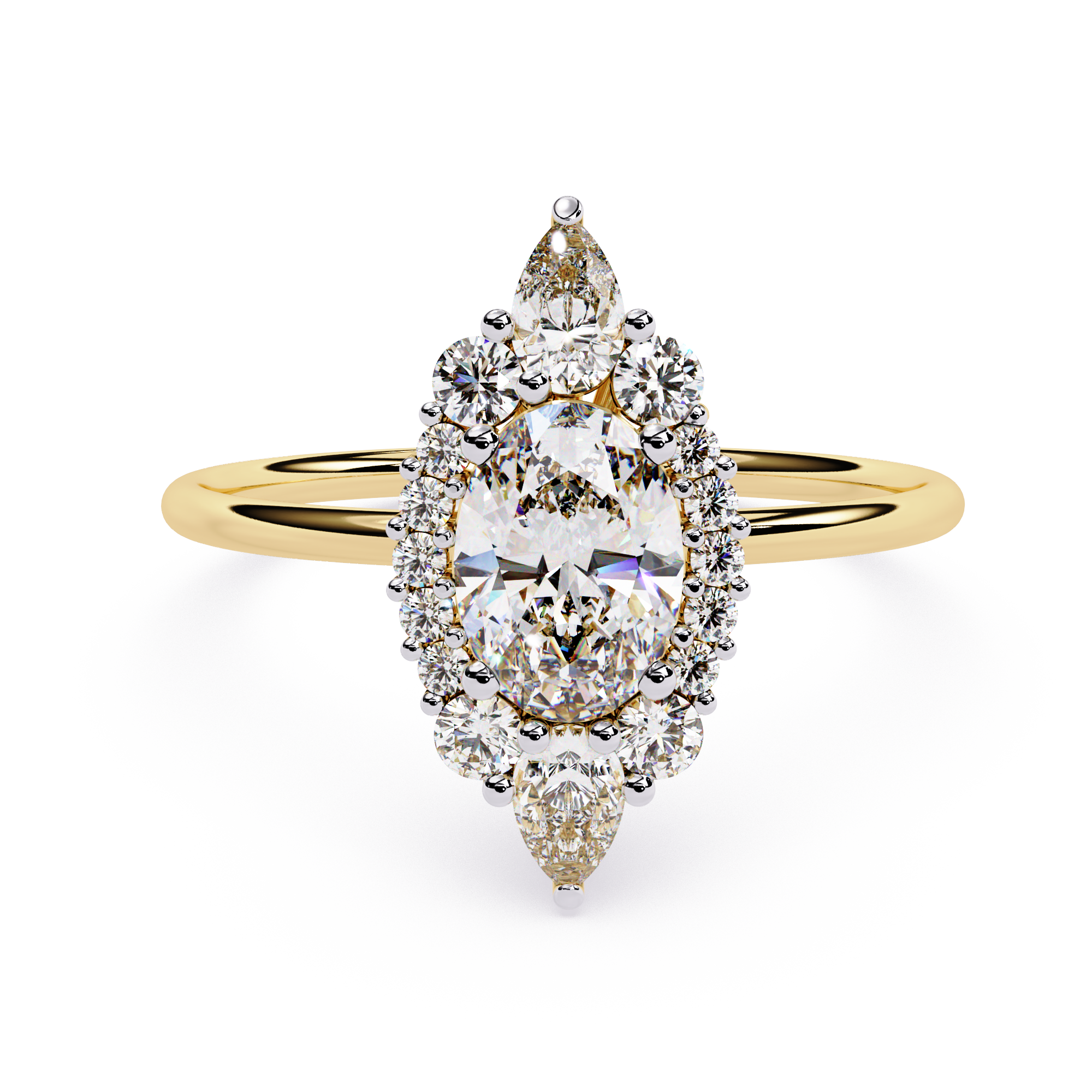 Oval & Pear Halo Lab Grown Diamond Ring