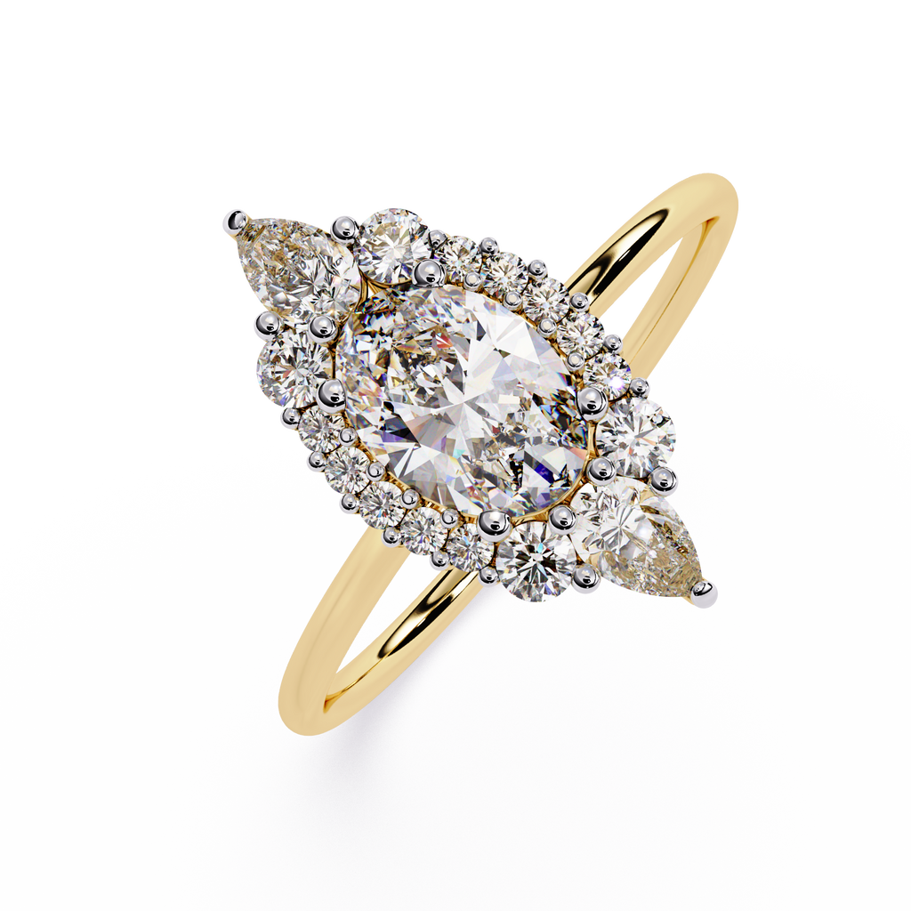 Oval & Pear Halo Lab Grown Diamond Ring