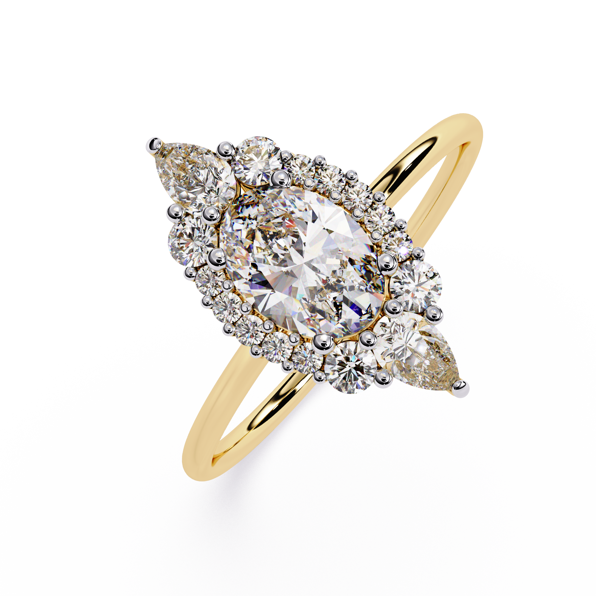 Oval & Pear Halo Lab Grown Diamond Ring