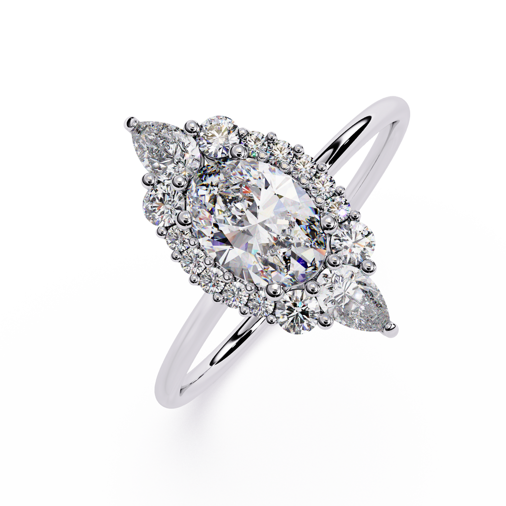 Oval & Pear Halo Lab Grown Diamond Ring