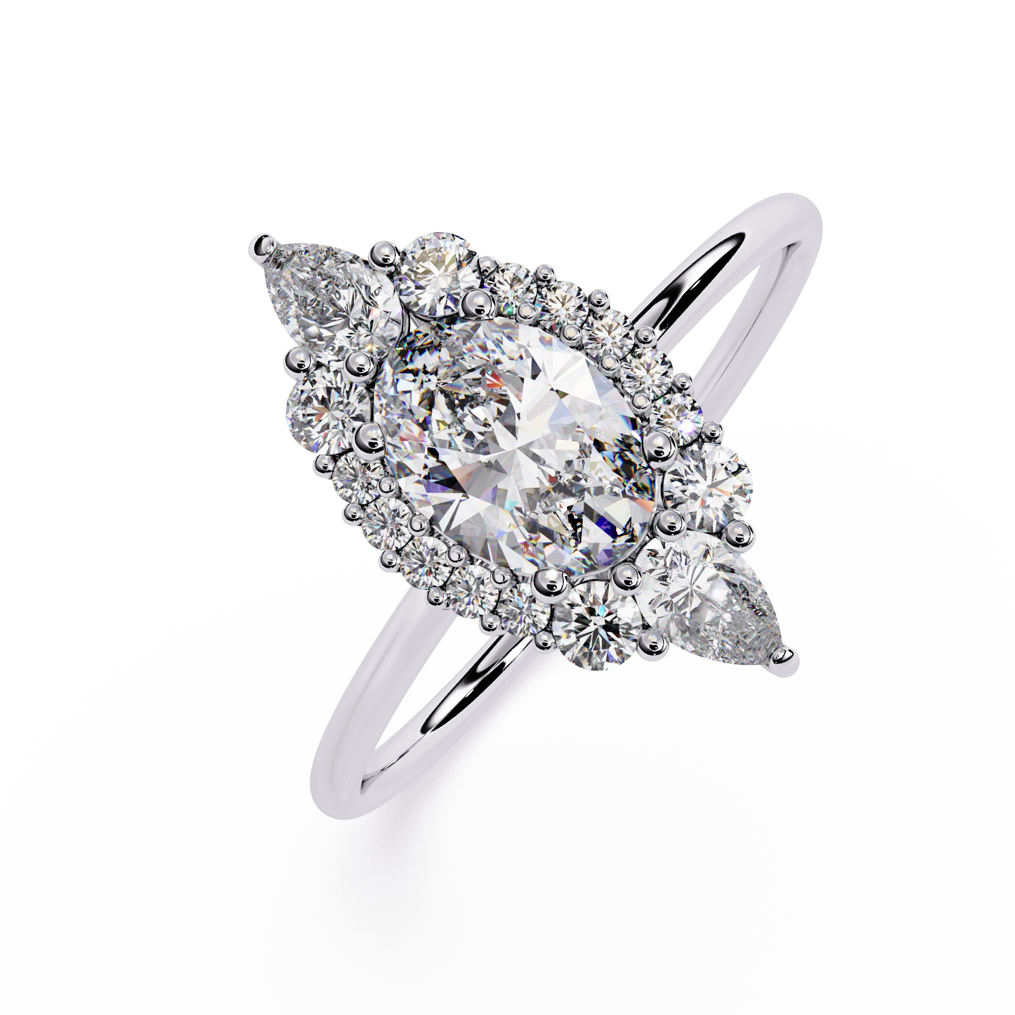 Oval & Pear Halo Lab Grown Diamond Ring