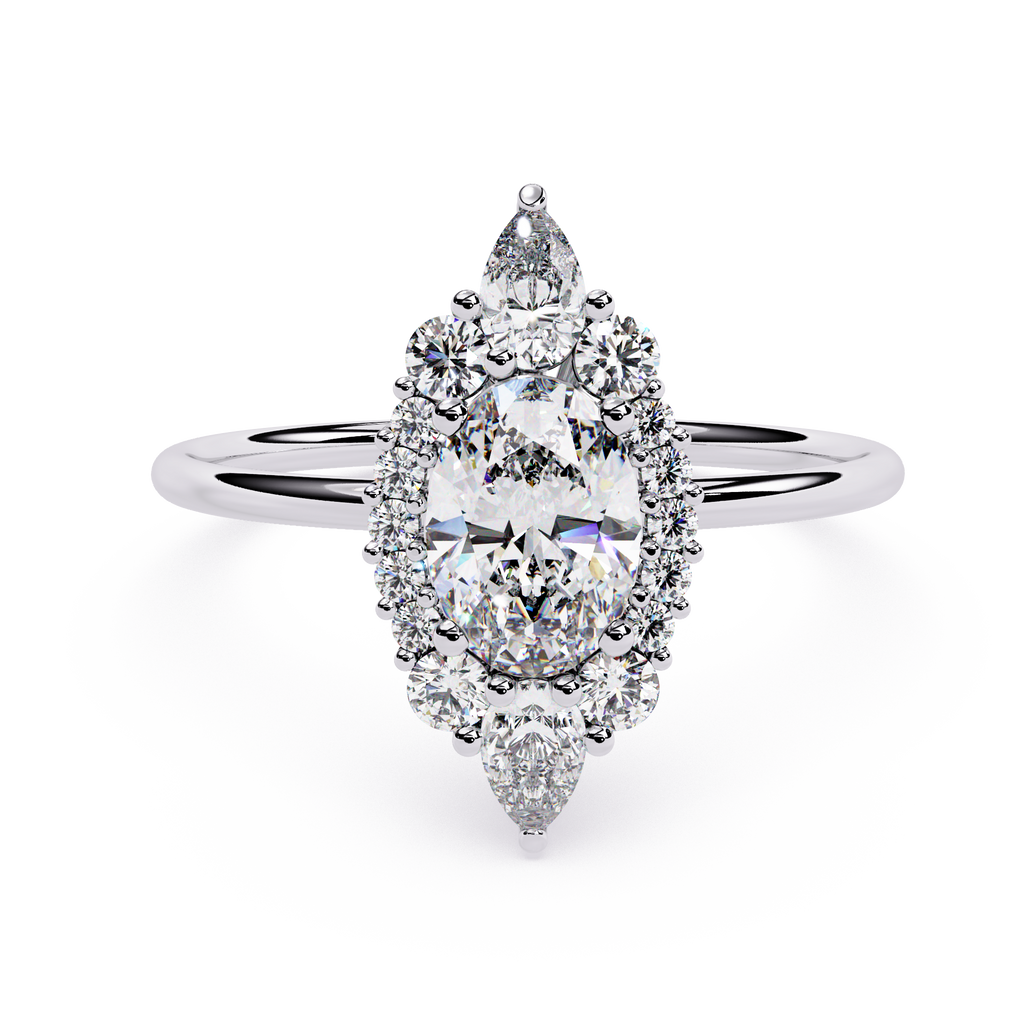 Oval & Pear Halo Lab Grown Diamond Ring