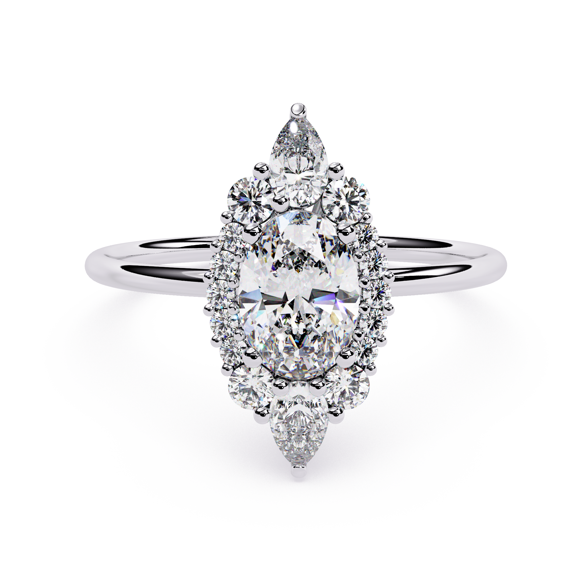 Oval & Pear Halo Lab Grown Diamond Ring