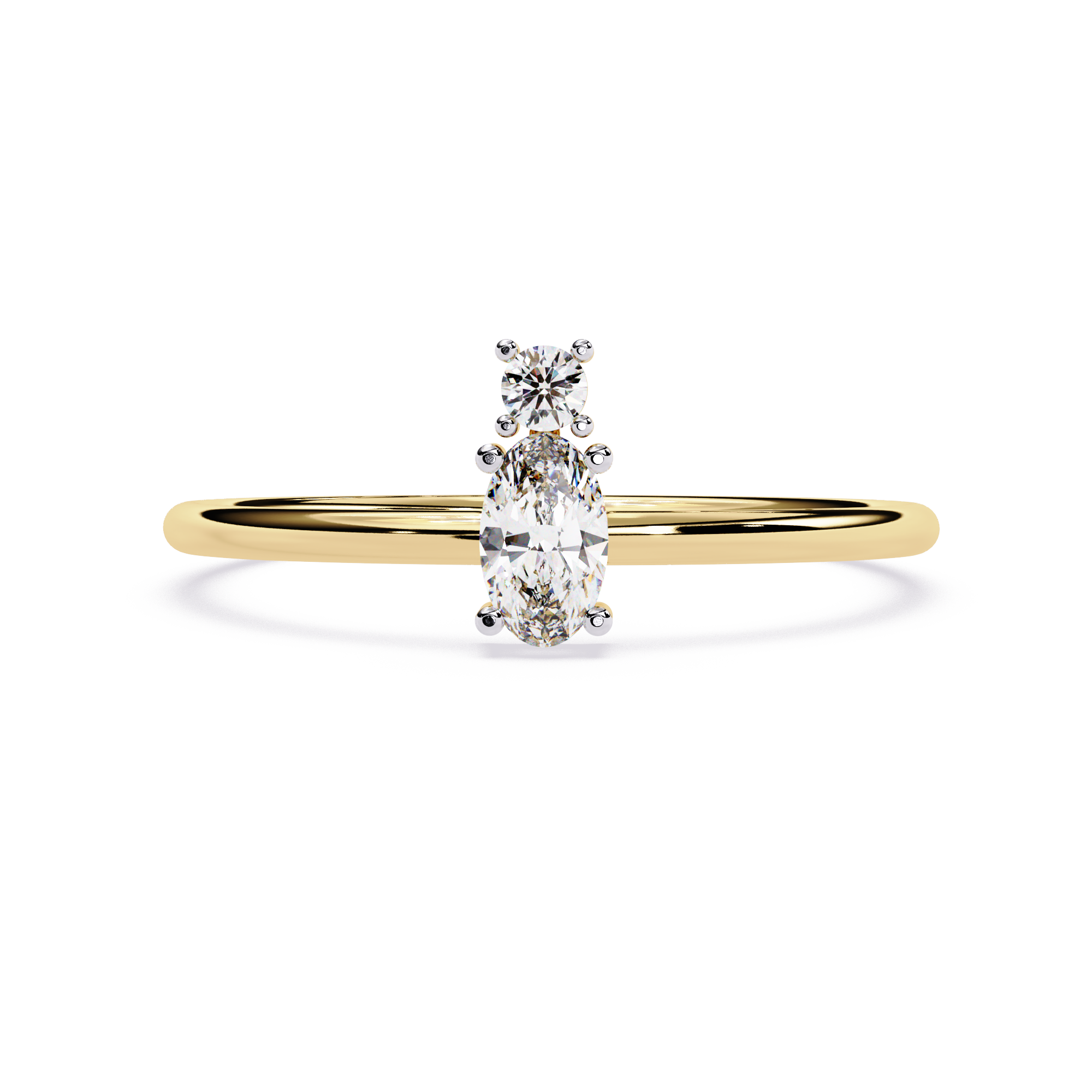 Oval Lab Grown Diamond Ring with Round Accent