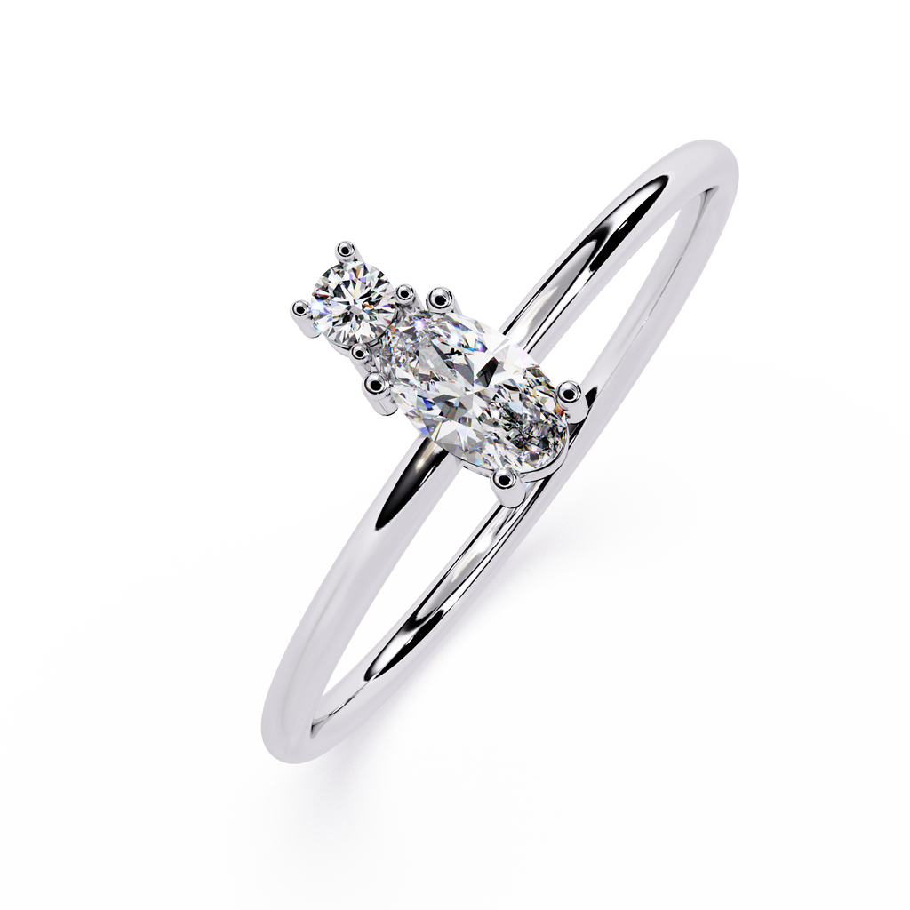 Oval Lab Grown Diamond Ring with Round Accent