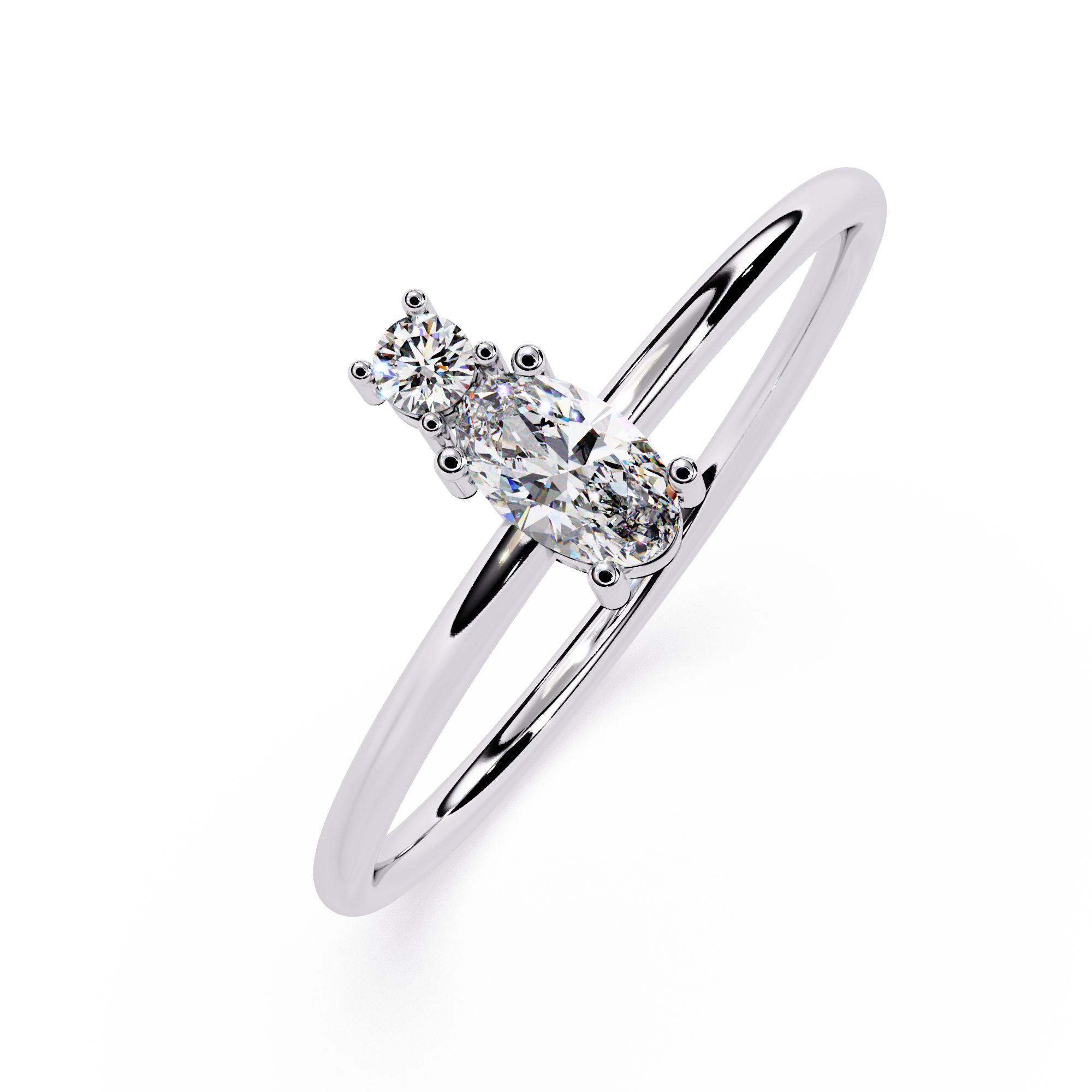 Oval Lab Grown Diamond Ring with Round Accent