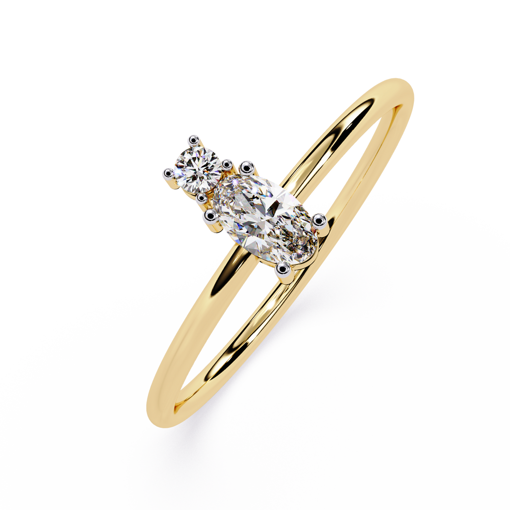 Oval Lab Grown Diamond Ring with Round Accent