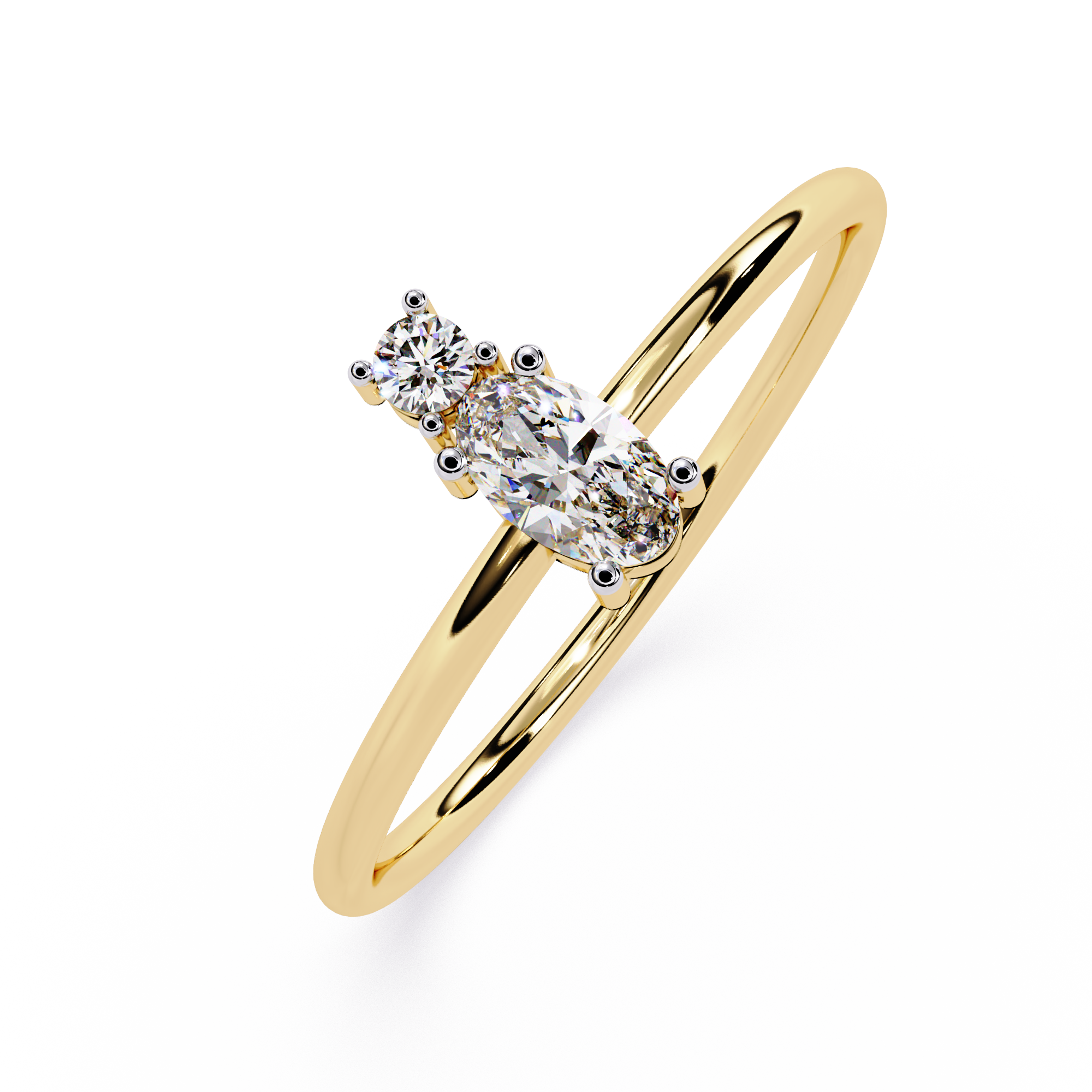 Oval Lab Grown Diamond Ring with Round Accent