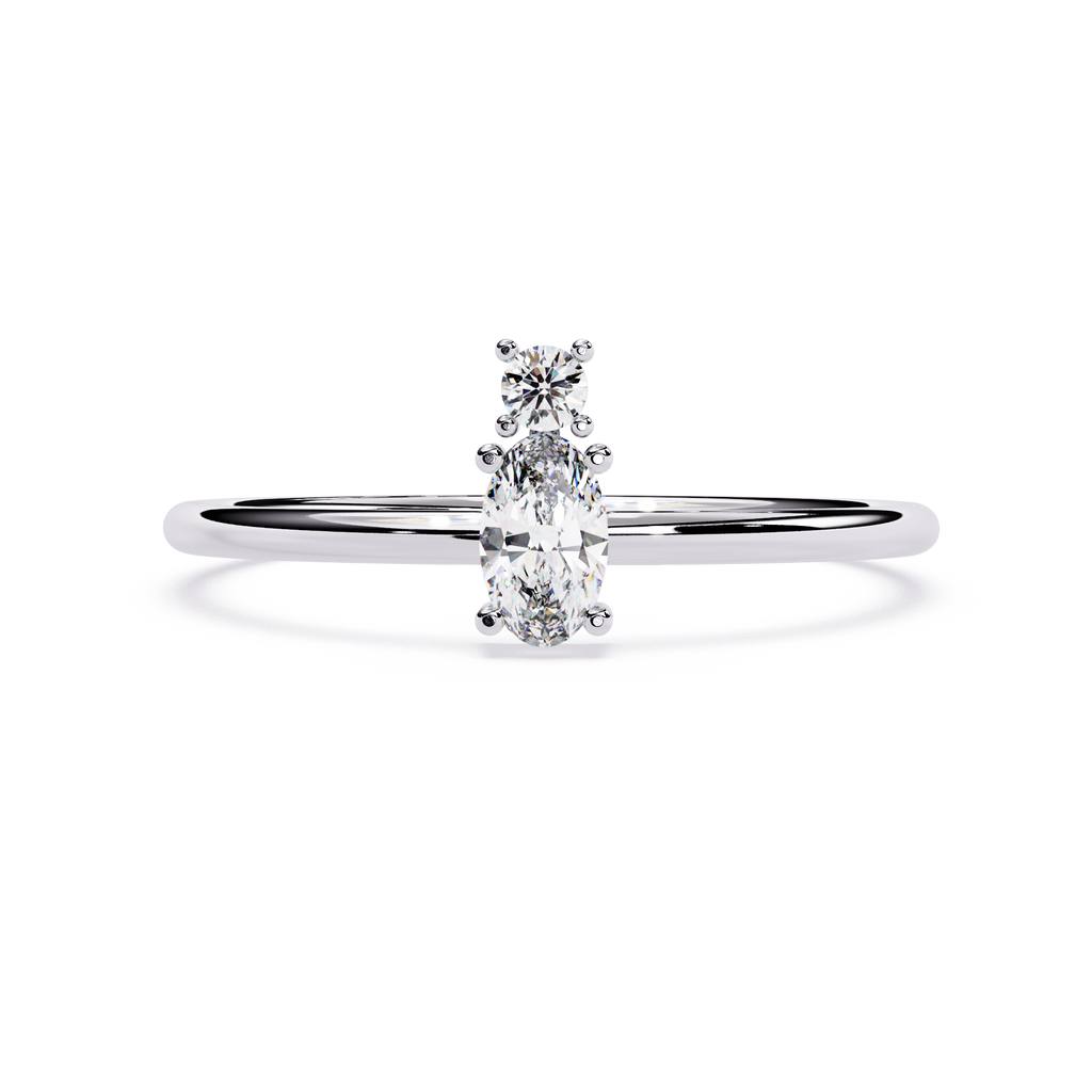 Oval Lab Grown Diamond Ring with Round Accent