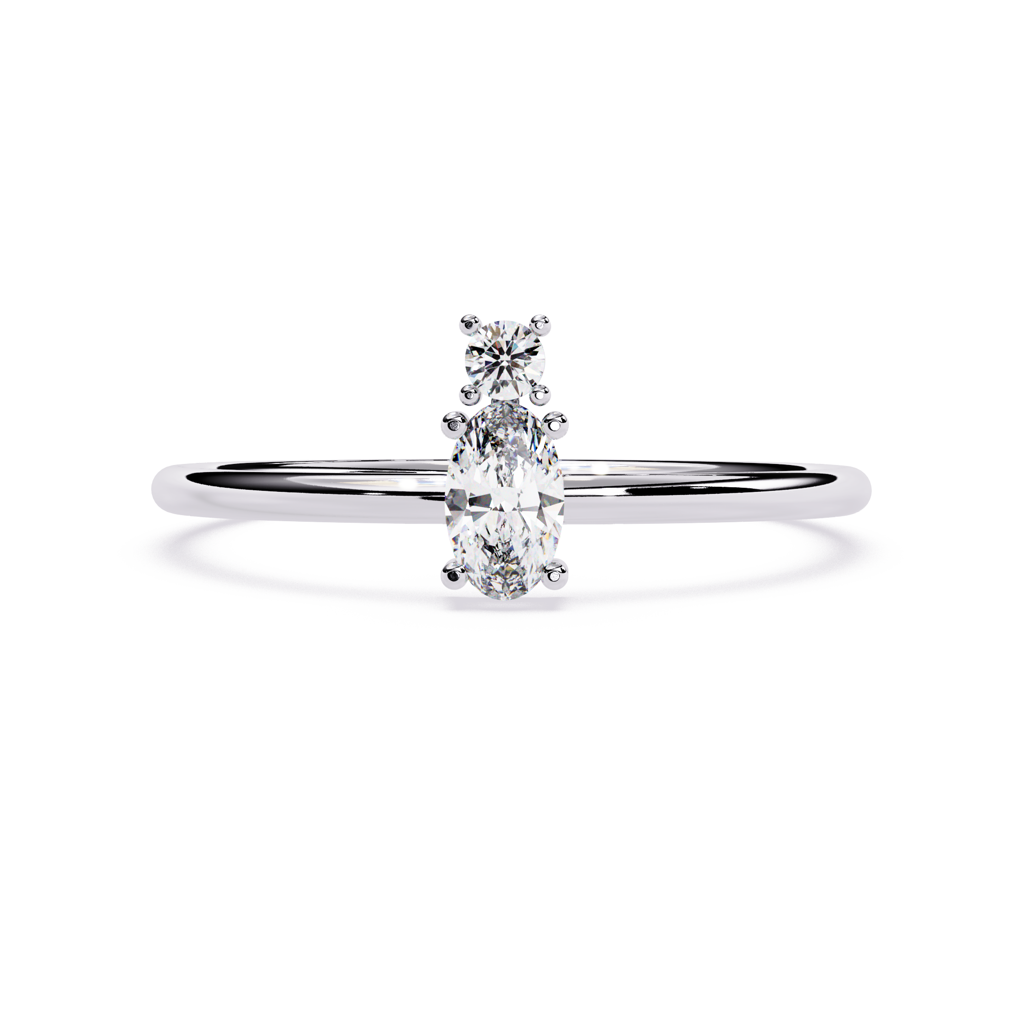 Oval Lab Grown Diamond Ring with Round Accent