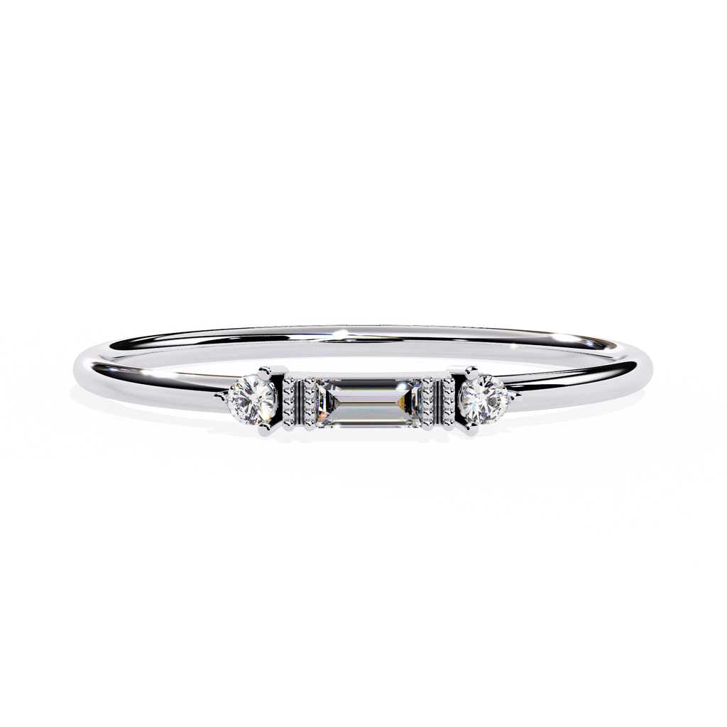 Baguette & Round lab Grown Diamond Ring