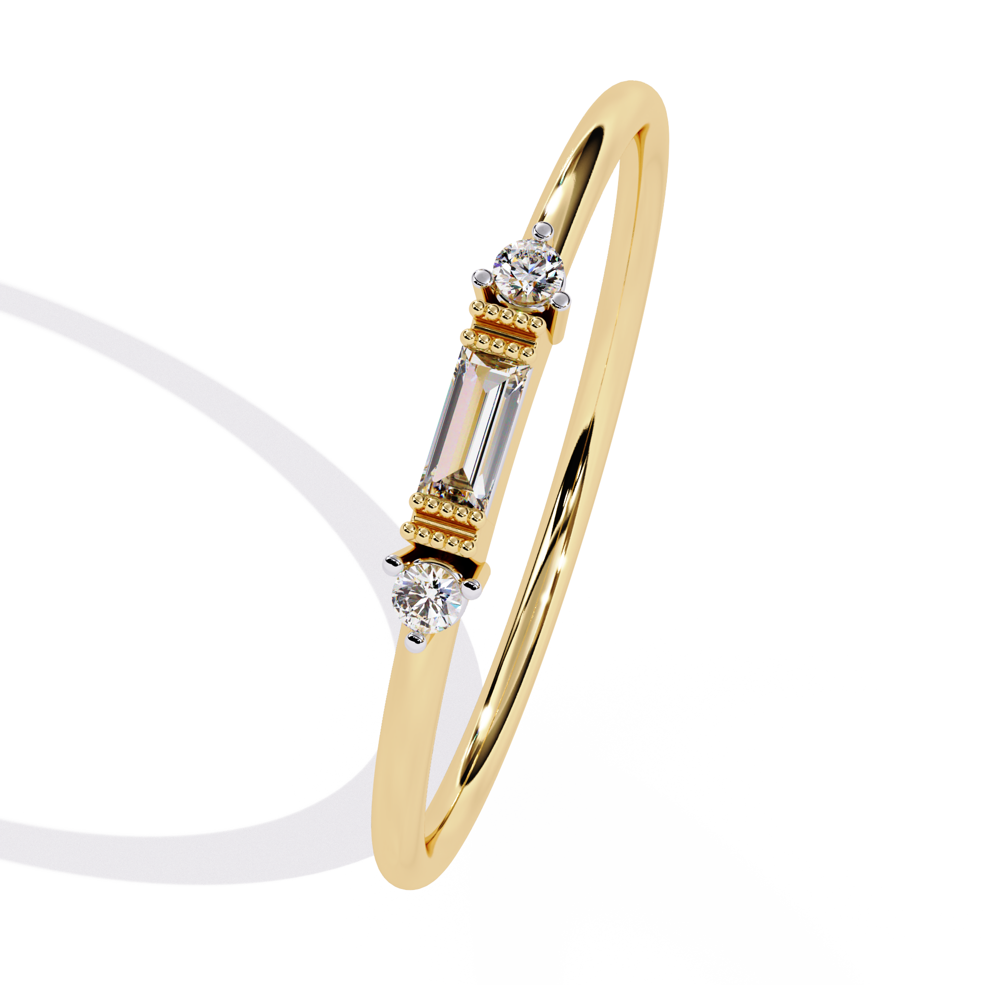 Baguette & Round lab Grown Diamond Ring