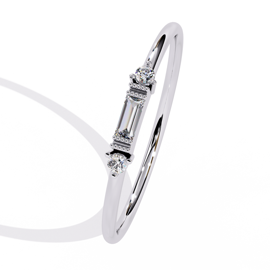 Baguette & Round lab Grown Diamond Ring