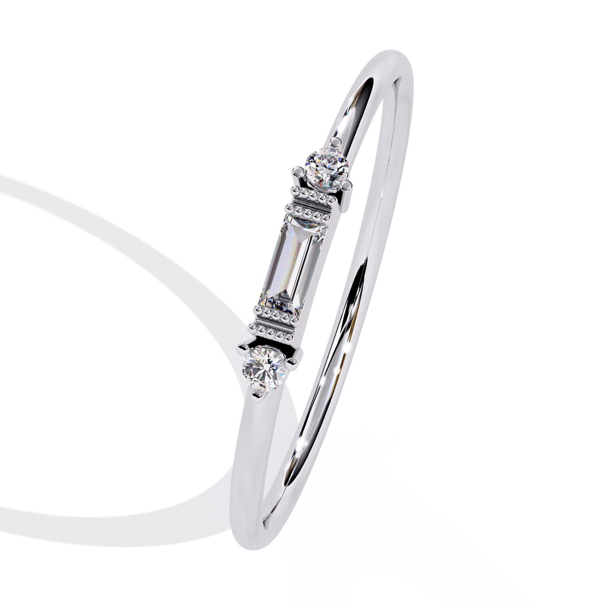 Baguette & Round lab Grown Diamond Ring