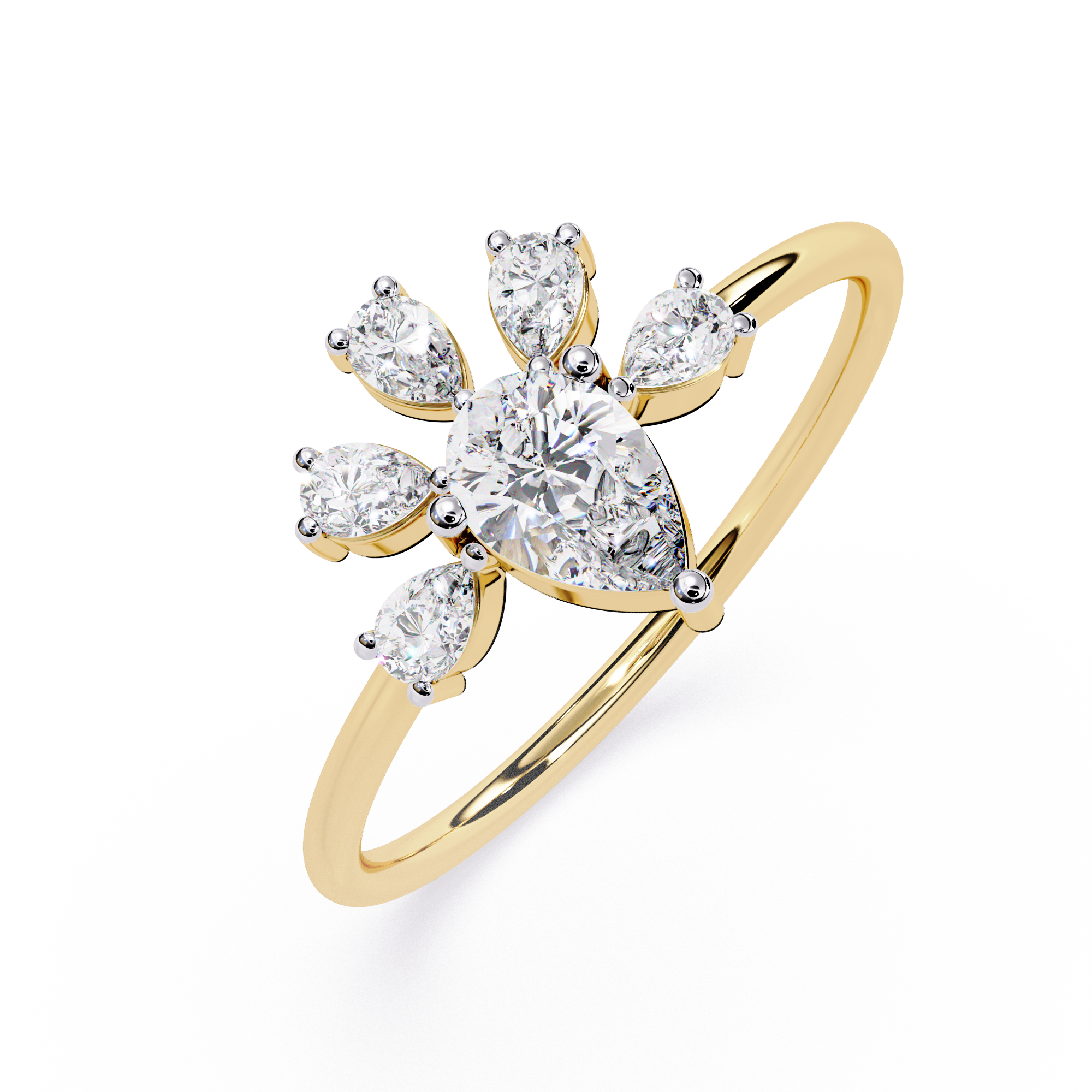 Pear Lab Grown Diamond Cluster Ring