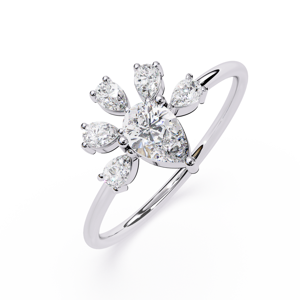Pear Lab Grown Diamond Cluster Ring