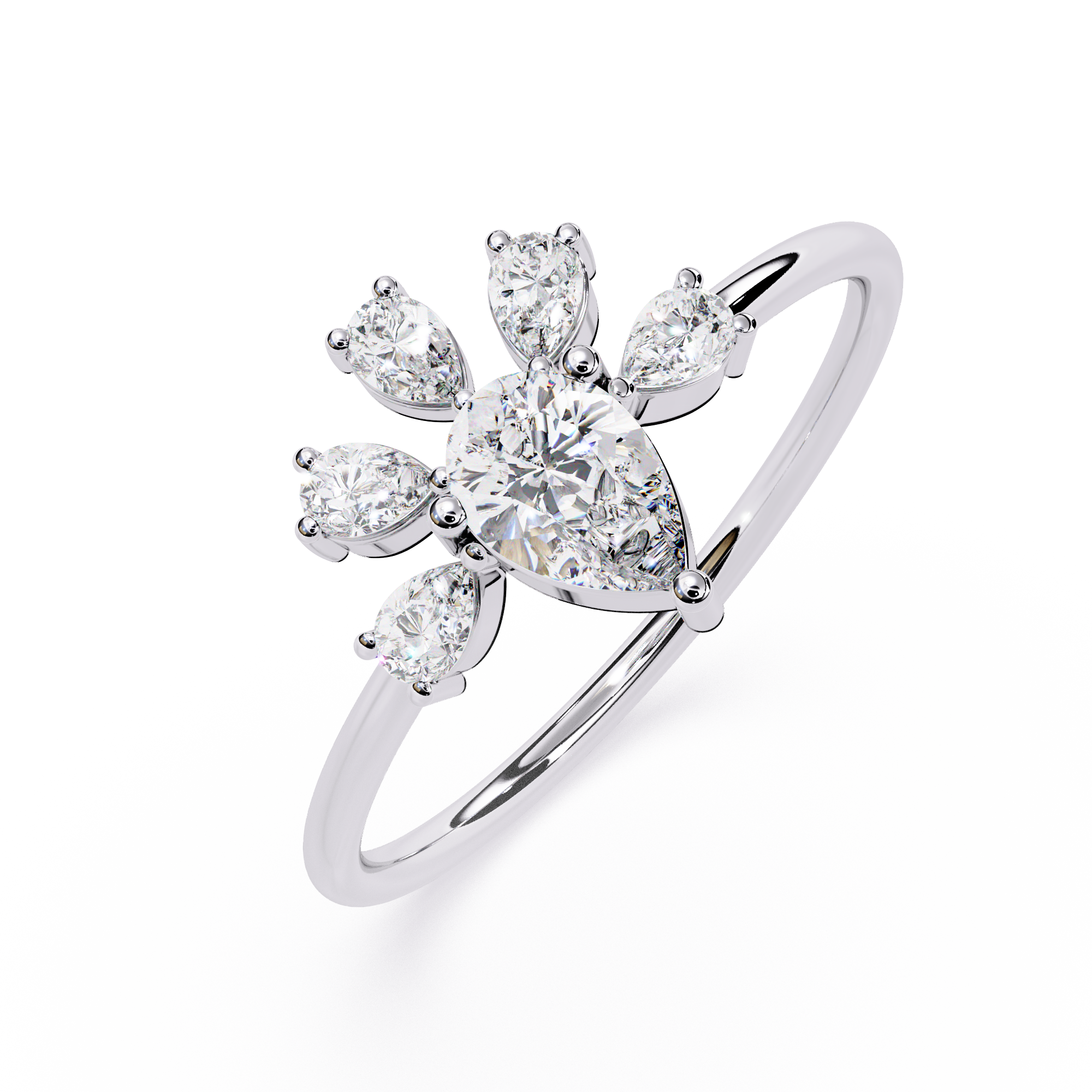 Pear Lab Grown Diamond Cluster Ring