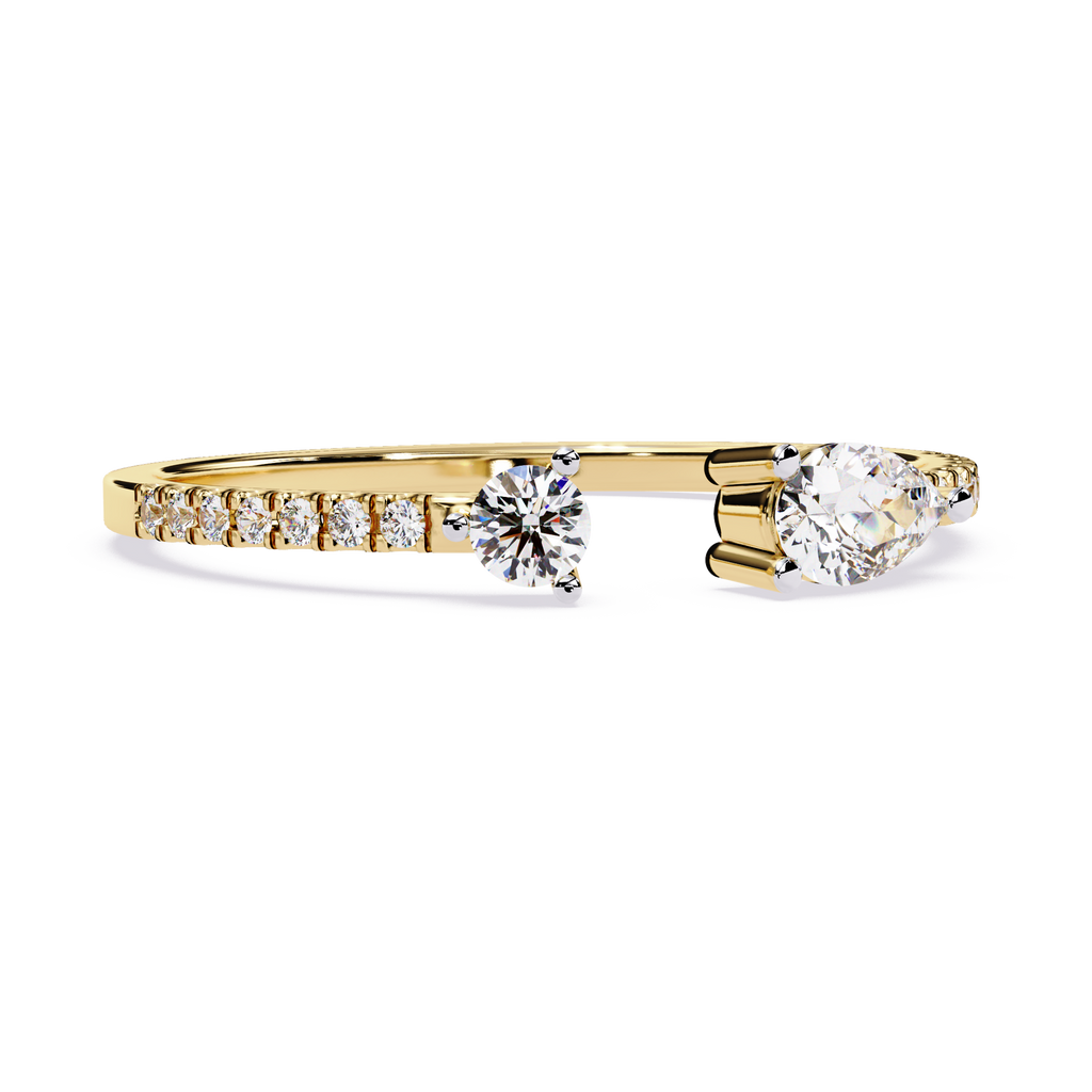 Gold Pear & Round Lab Grown Diamond Toi et Moi Ring