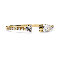 Gold Pear & Round Lab Grown Diamond Toi et Moi Ring
