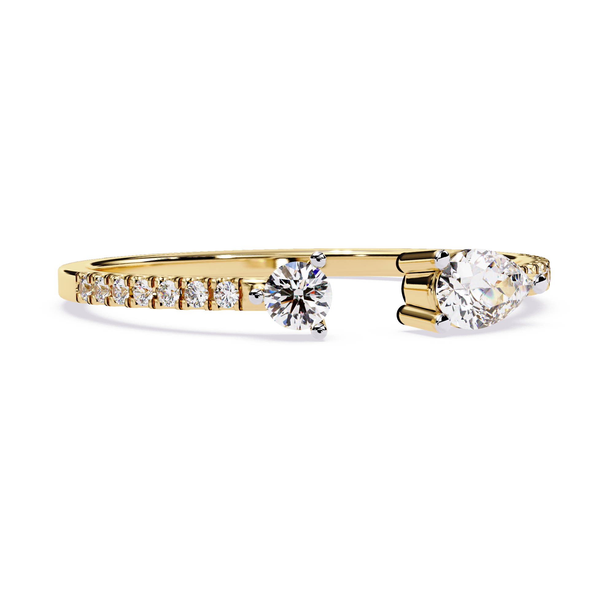 Gold Pear & Round Lab Grown Diamond Toi et Moi Ring