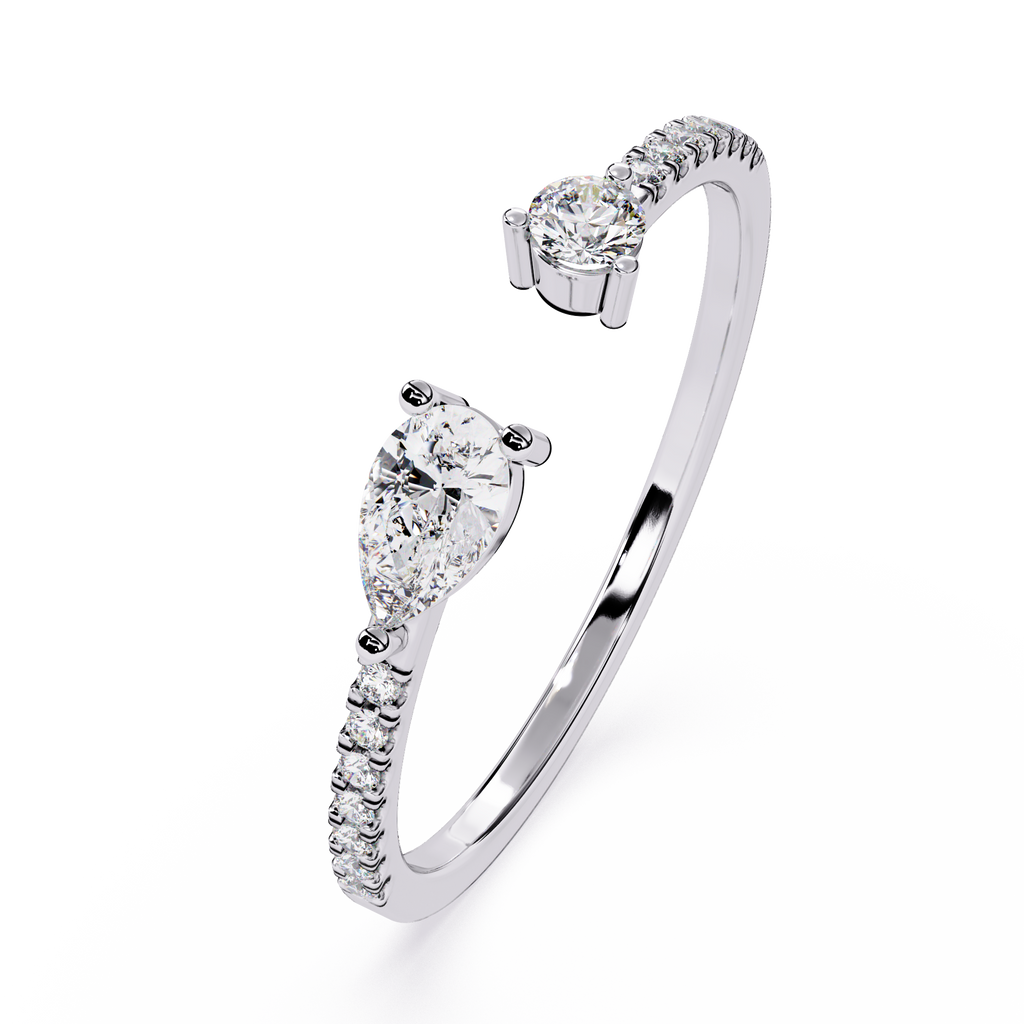 Gold Pear & Round Lab Grown Diamond Toi et Moi Ring
