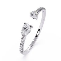 Gold Pear & Round Lab Grown Diamond Toi et Moi Ring