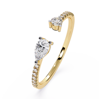 Gold Pear & Round Lab Grown Diamond Toi et Moi Ring