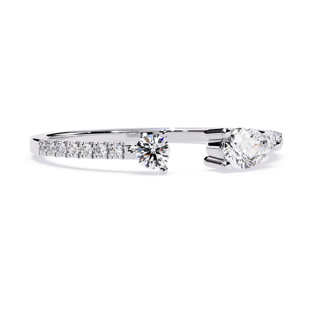 Gold Pear & Round Lab Grown Diamond Toi et Moi Ring