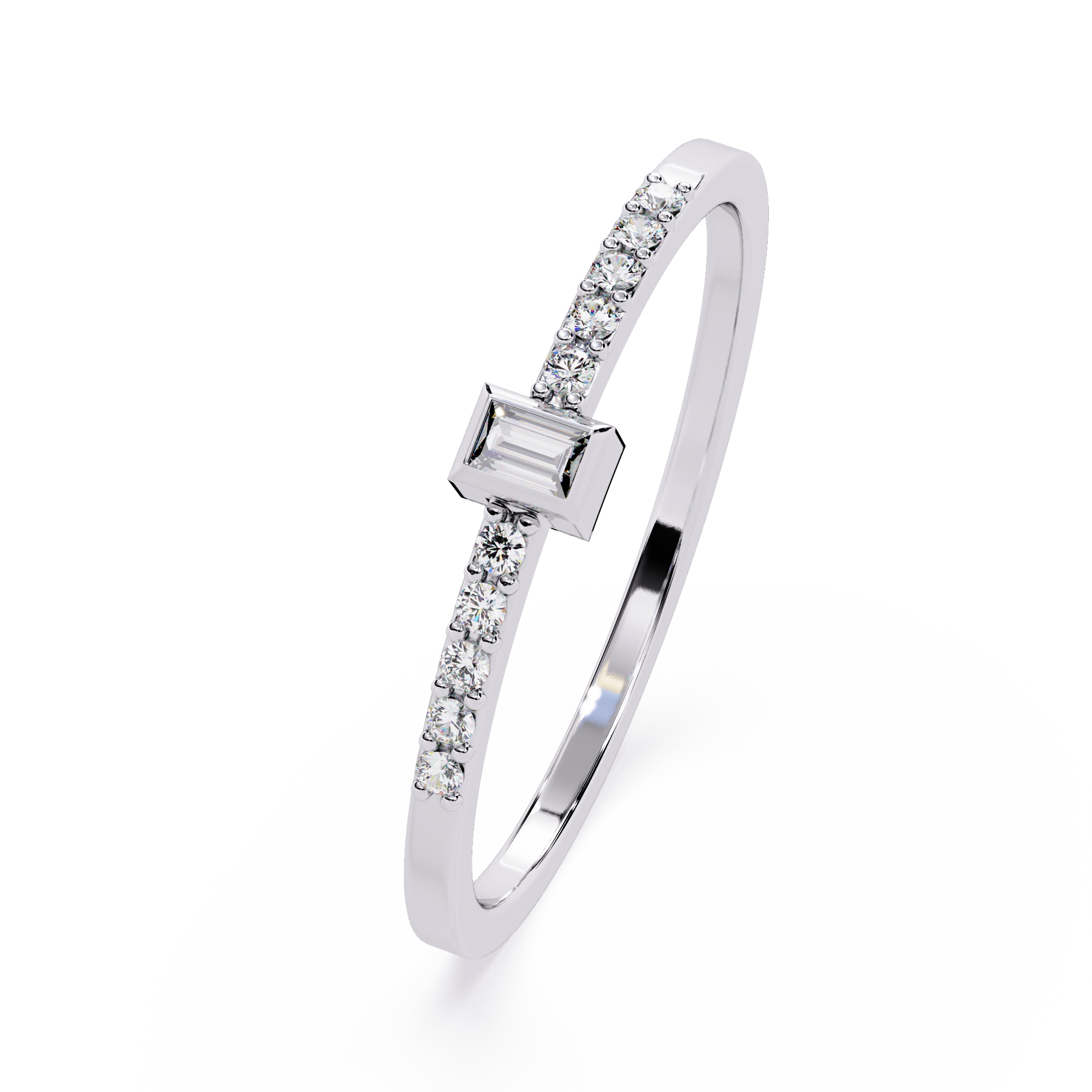 Baguette & Round Lab Grown Diamond Ring