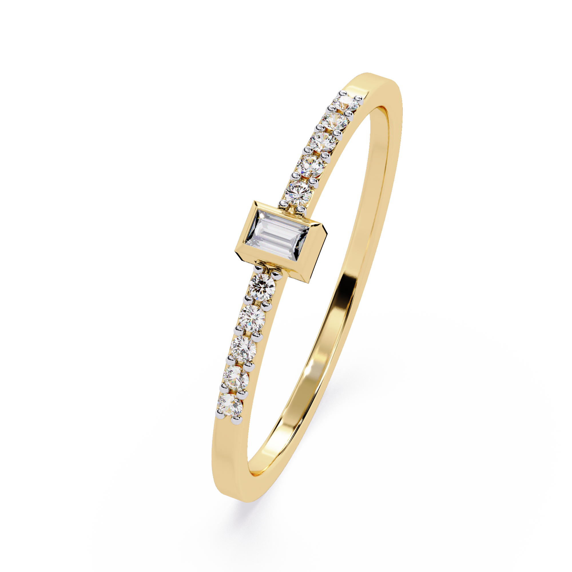 Baguette & Round Lab Grown Diamond Ring