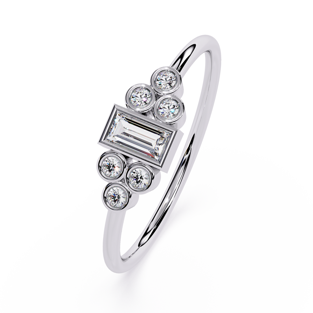 Baguette & Round Lab Grown Diamond Ring