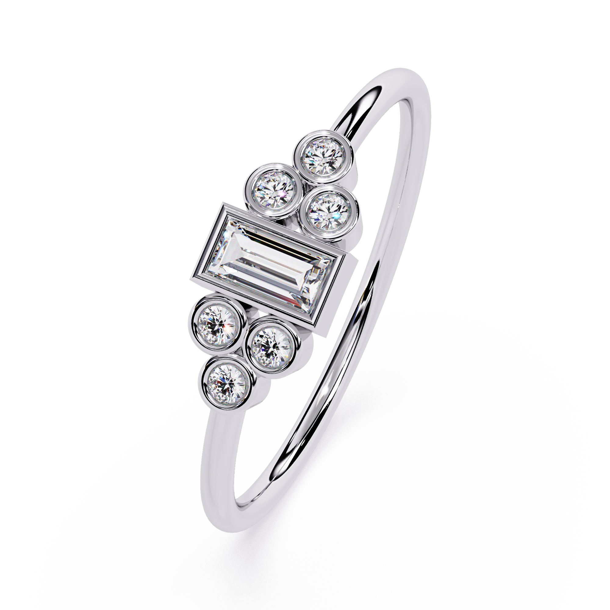 Baguette & Round Lab Grown Diamond Ring