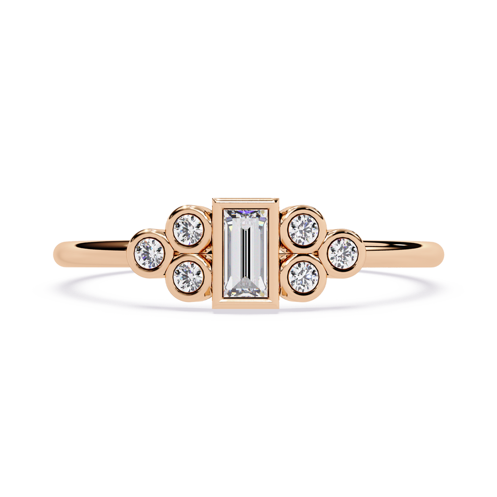 Baguette & Round Lab Grown Diamond Ring