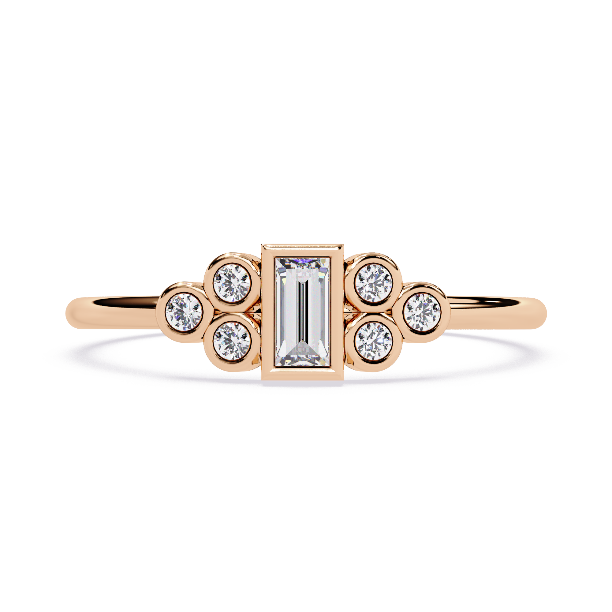 Baguette & Round Lab Grown Diamond Ring