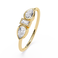 Pear & Baguette Three-Stone Lab Grown Diamond Ring