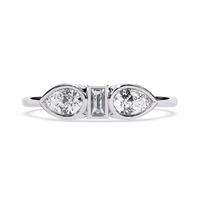 Pear & Baguette Three-Stone Lab Grown Diamond Ring