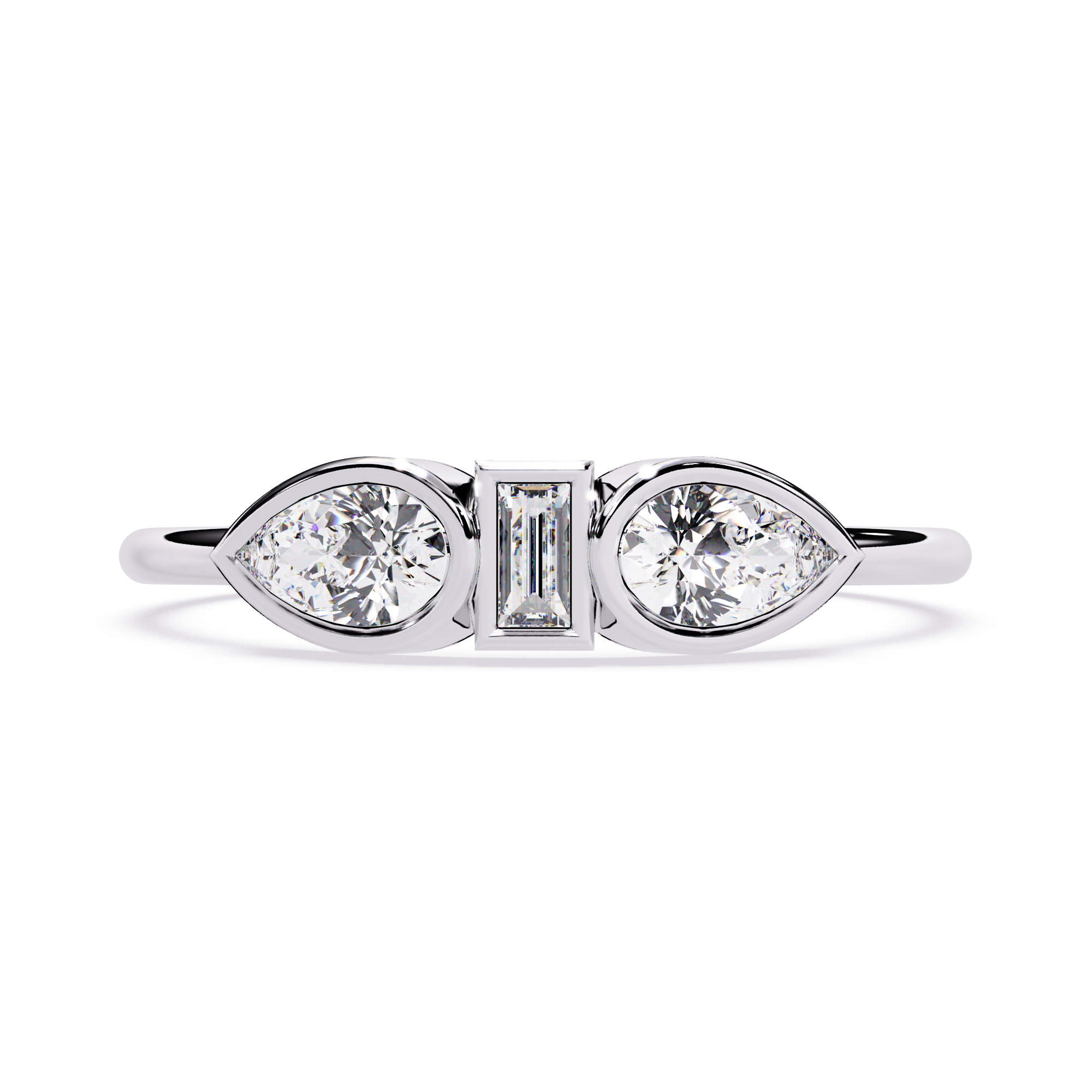 Pear & Baguette Three-Stone Lab Grown Diamond Ring