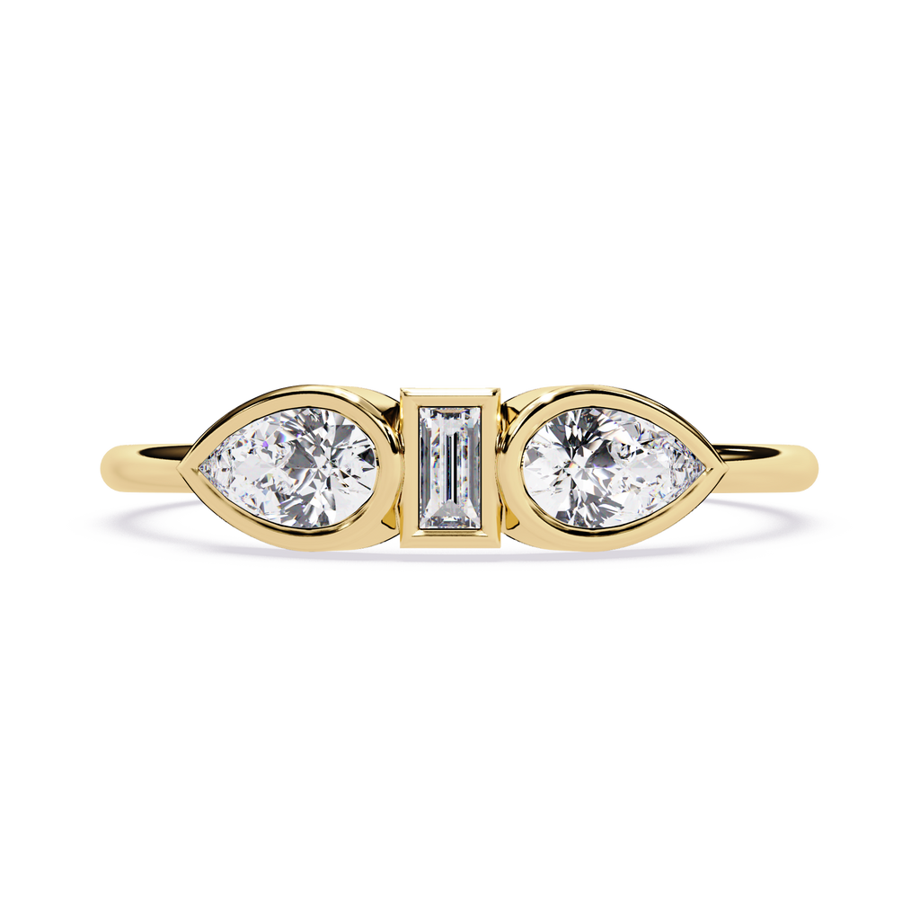 Pear & Baguette Three-Stone Lab Grown Diamond Ring