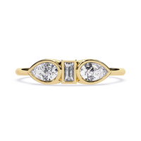 Pear & Baguette Three-Stone Lab Grown Diamond Ring