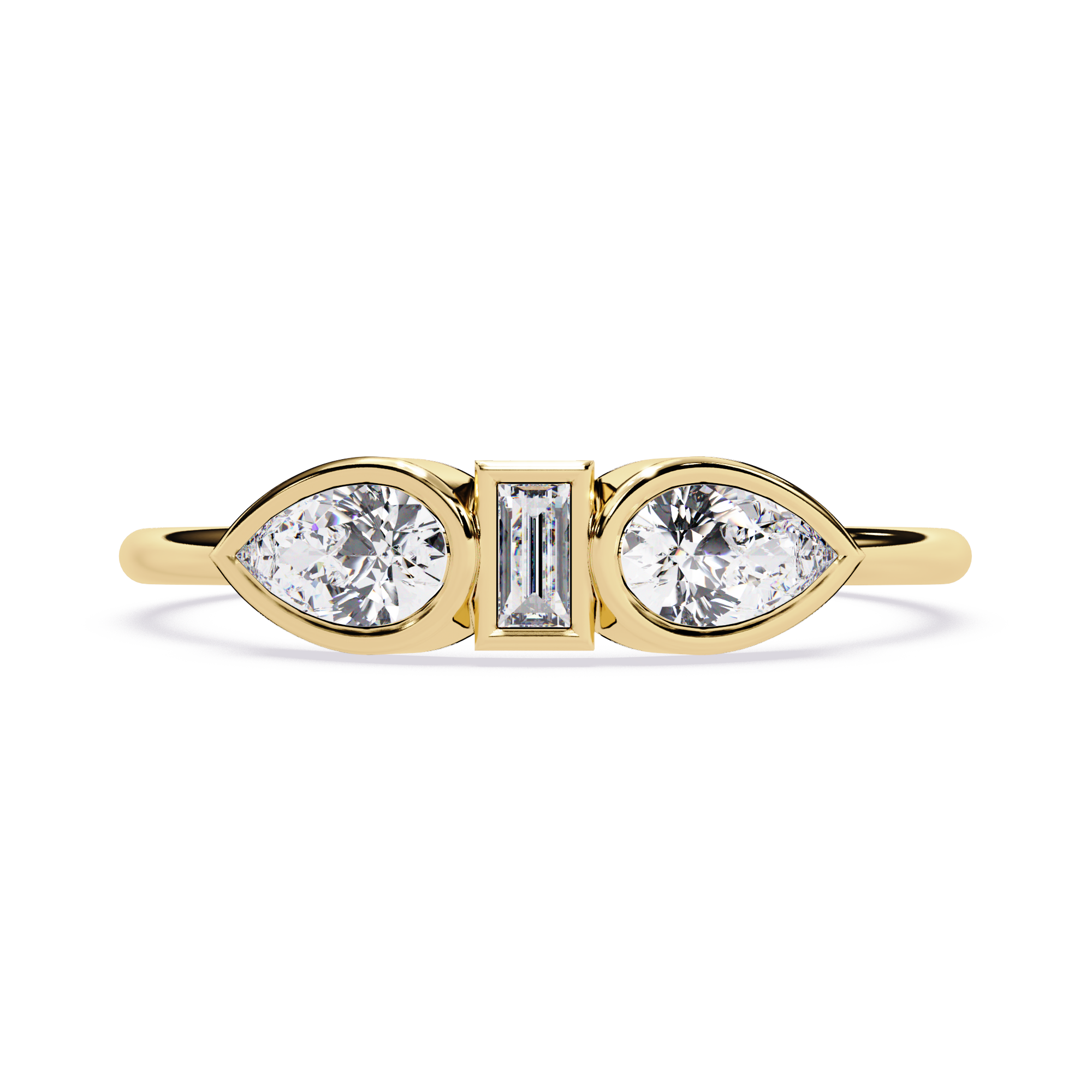 Pear & Baguette Three-Stone Lab Grown Diamond Ring