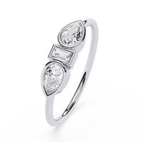 Pear & Baguette Three-Stone Lab Grown Diamond Ring