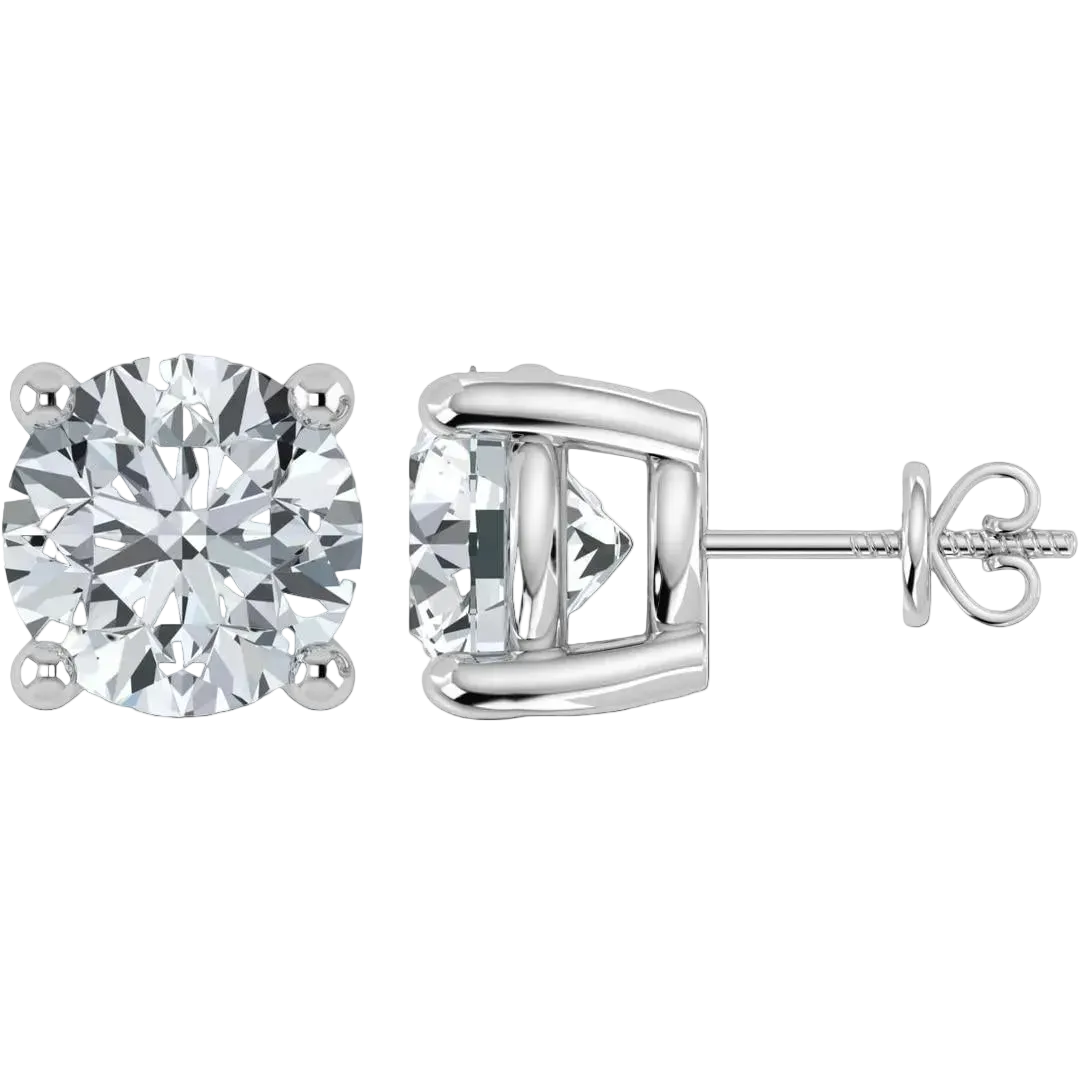 IGI Lab-Grown Diamond Round Stud Earrings (0.50ct - 10ct)