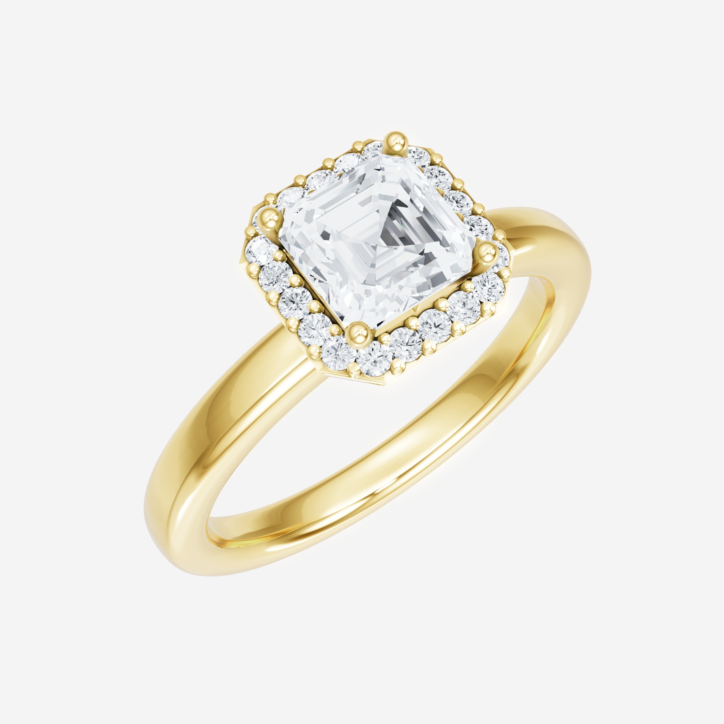 Asscher Adorned in Light Ring