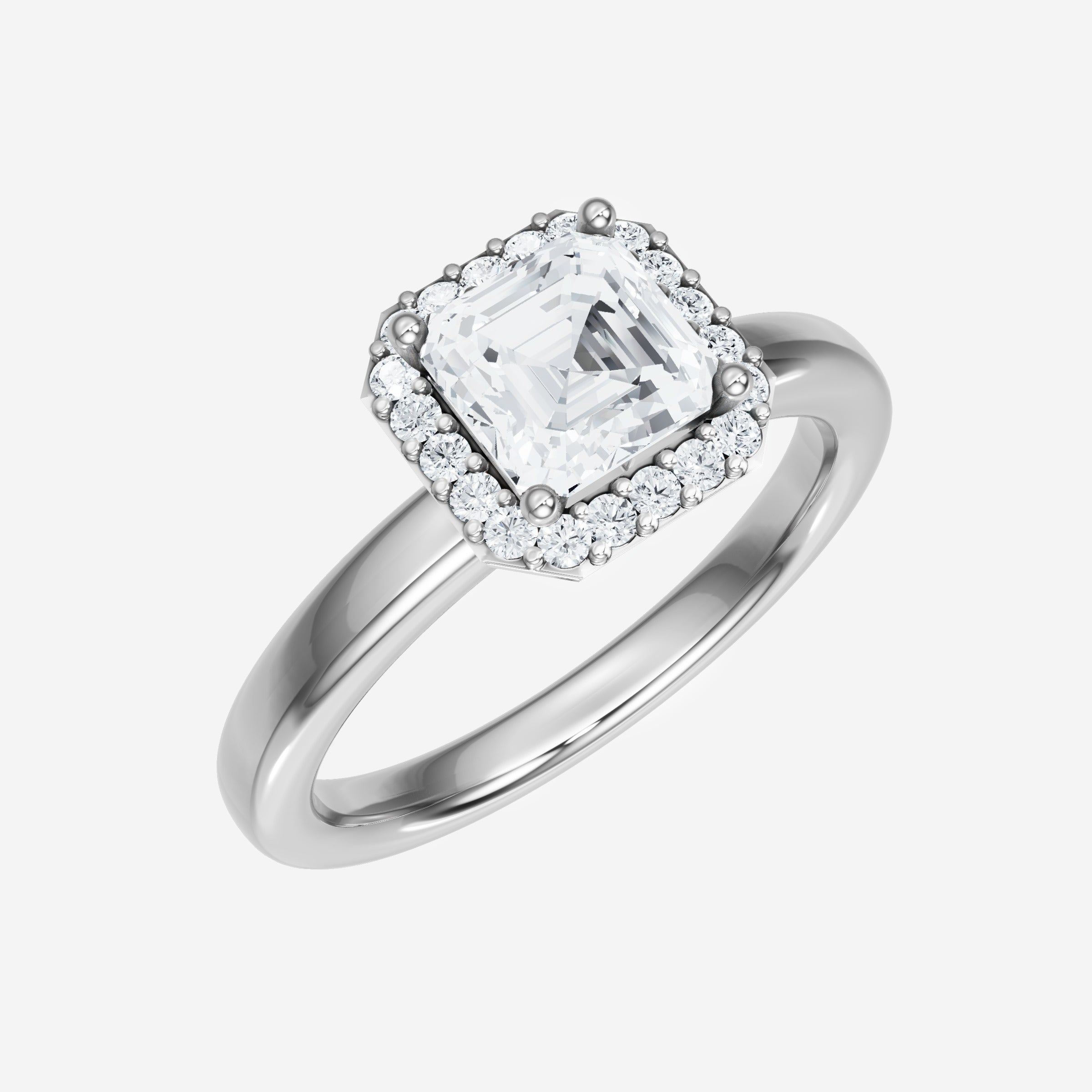 Asscher Adorned in Light Ring