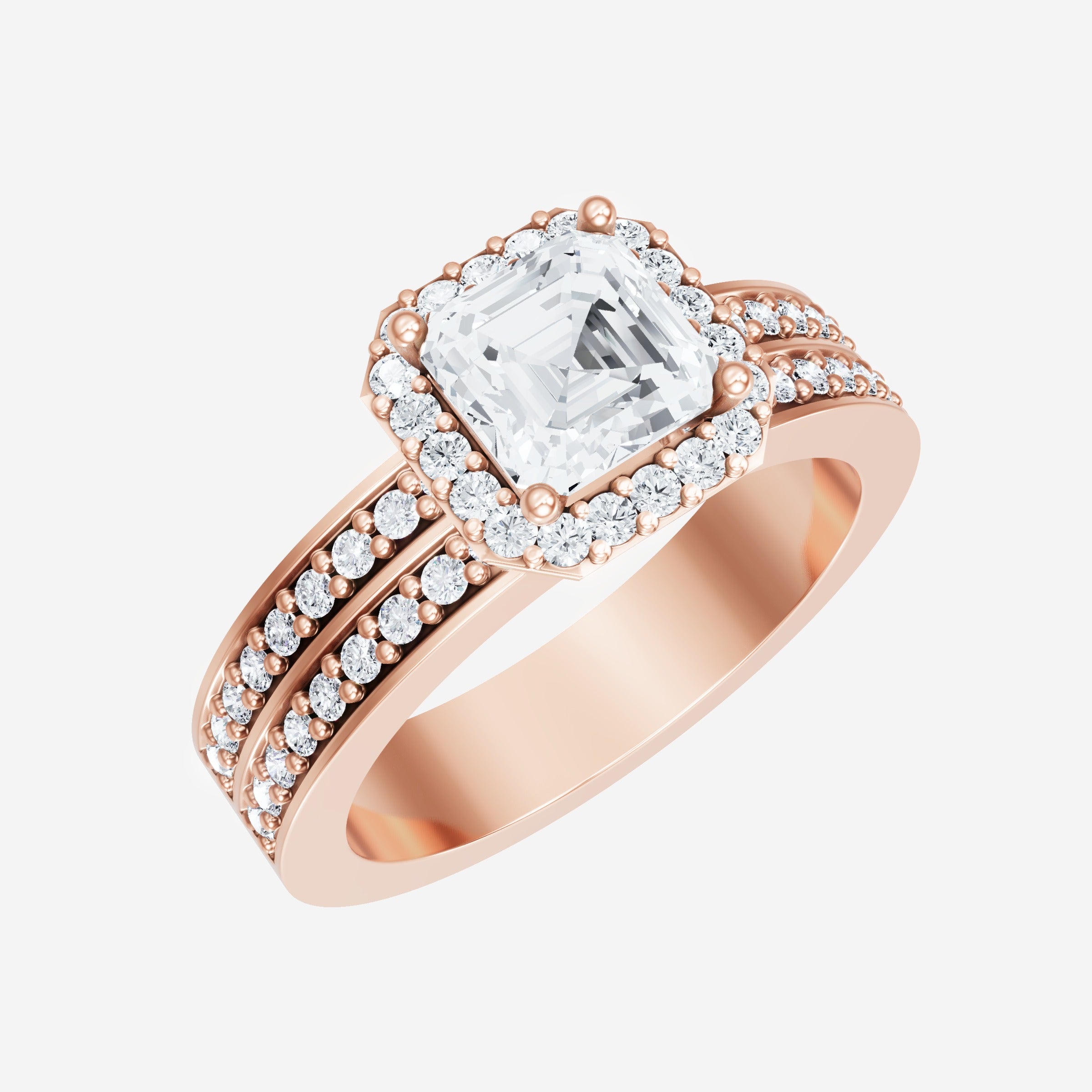 Asscher Adorned in Light Ring